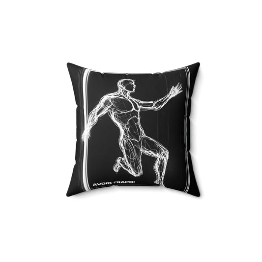 "Avoid Traps!" Square Pillow